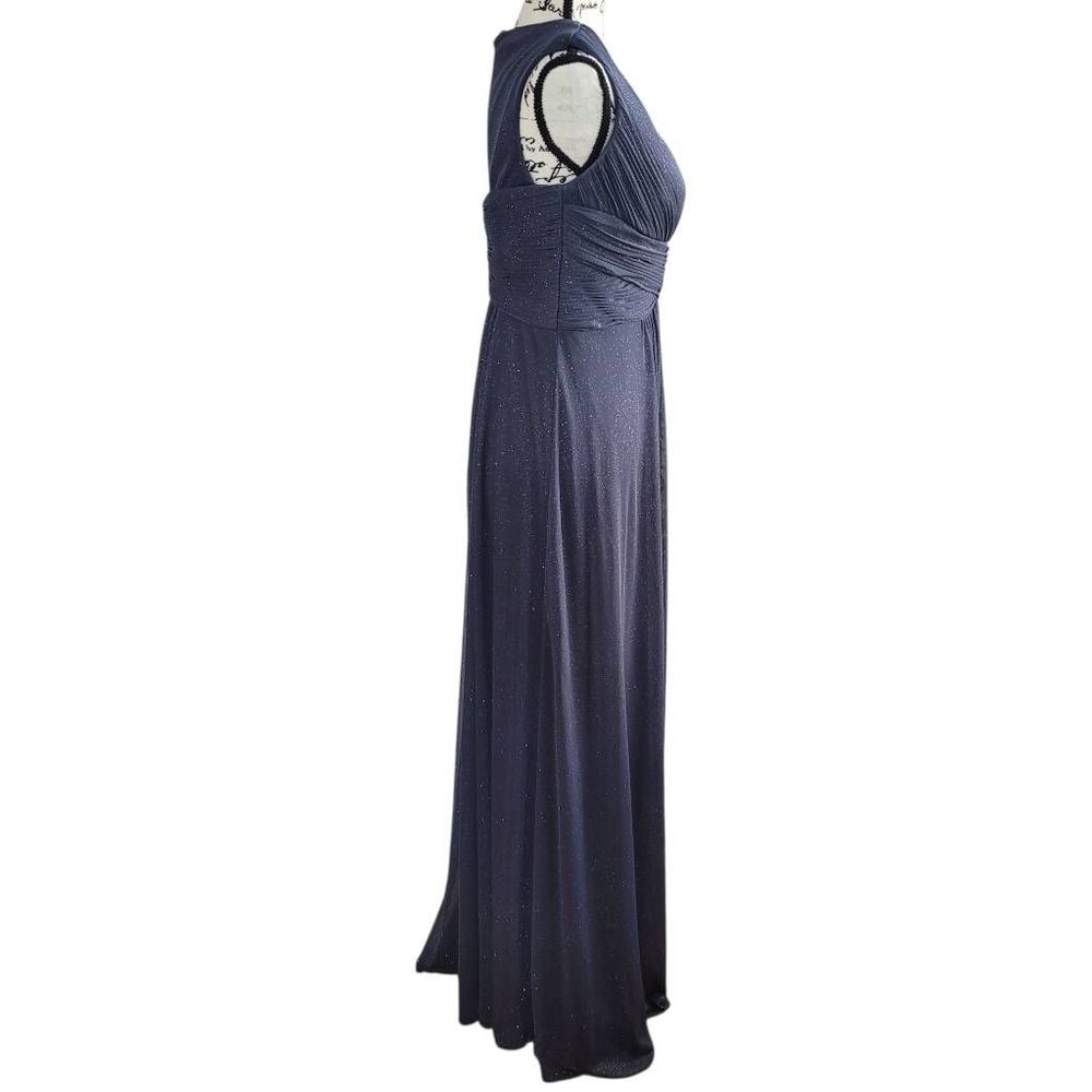 Alex Evenings 6 dark grey glitter shimmer formal dress prom babydoll cut open ba - Picture 2 of 14